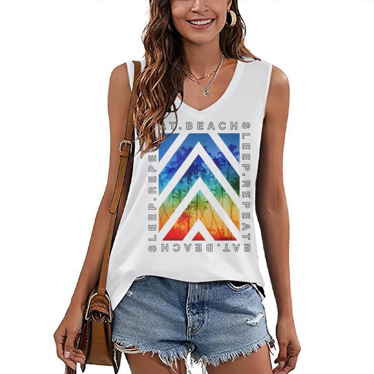 Eat Beach Sleep Repeat Summer Vacation Graduation Tees Men Women Kids Women's V-Neck Tank Top
