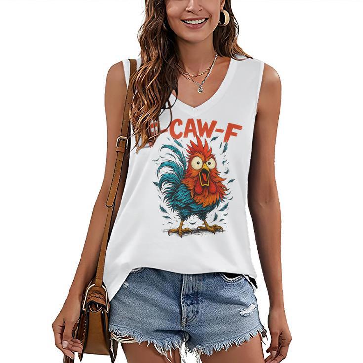 F-Caw-F Rooster F Awk F Chicken Coffee Romance Books Lover Women's V-Neck Tank Top