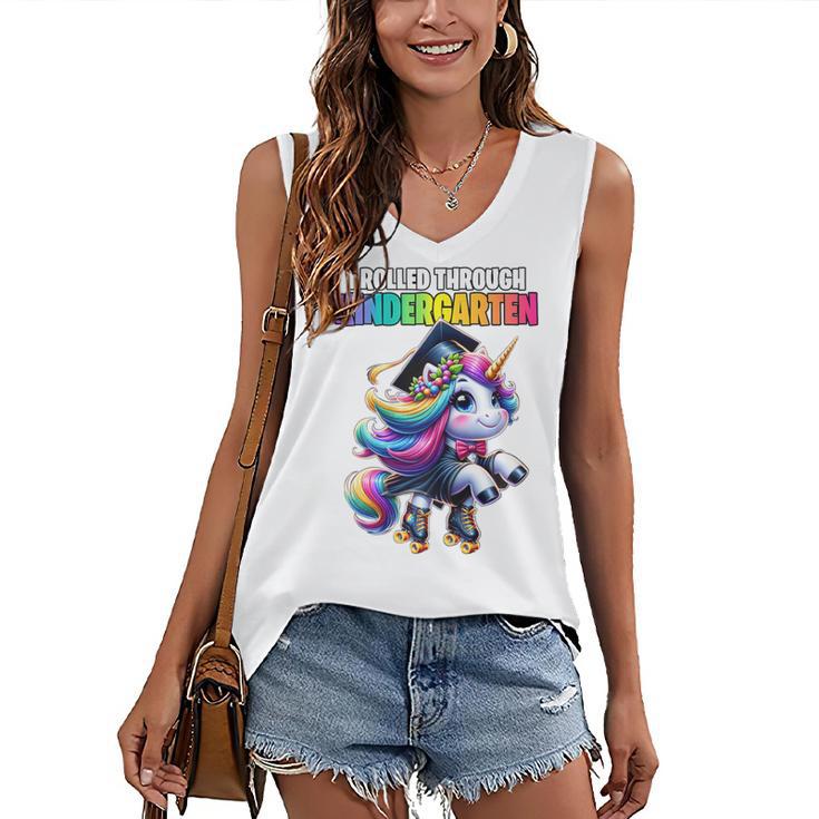 Graduation Kindergarten Unicorn Roller Skate Girls Grad Women's V-Neck Tank Top