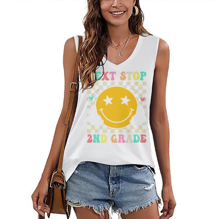 Groovy Next Stop 2nd Grade 1st Grade Graduation 2025 Premium Women's V-Neck Tank Top