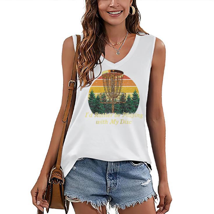 Id Rather Be Playing With My Disc Introvert Disc Golf Raglan Baseball Tee Women's V-Neck Tank Top