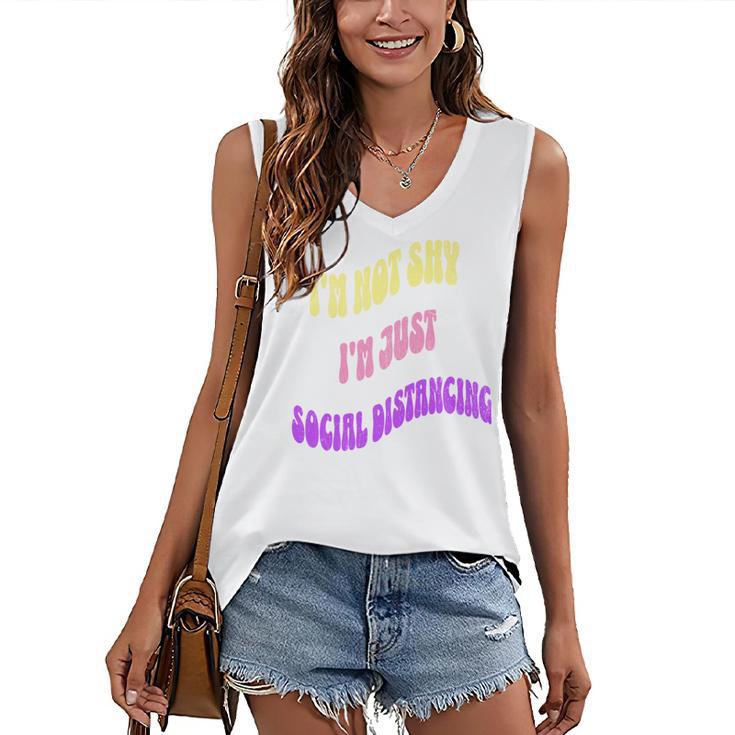 I'm Just Social Distancing Introvert Funny Women's V-Neck Tank Top