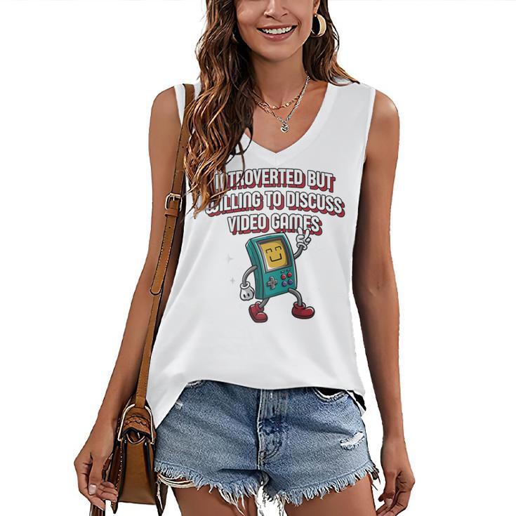 Introverted But Willing To Discuss Video Games Introvert Raglan Baseball Tee Women's V-Neck Tank Top