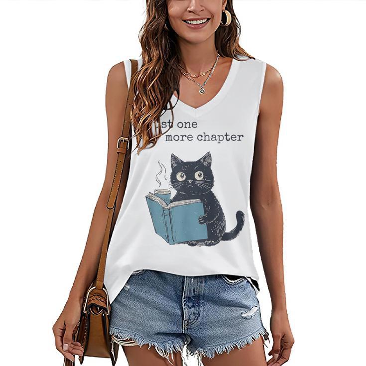 Just One More Chapter Bookworm Cat Book Lover Women's V-Neck Tank Top