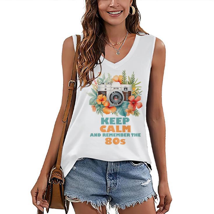 Keep Calm And Remember The 80s Retro Vintage Nostalgia Premium Women's V-Neck Tank Top