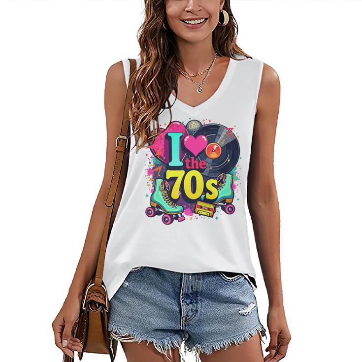I Love The 70s Vintage Cassette Roller Vinyl Nostalgia 70s Premium Tri-Blend Women's V-Neck Tank Top I Love The 70s Vintage Cassette Roller Vinyl Nostalgia 70s Premium Tri-Blend Women's V-Neck Tank Top
