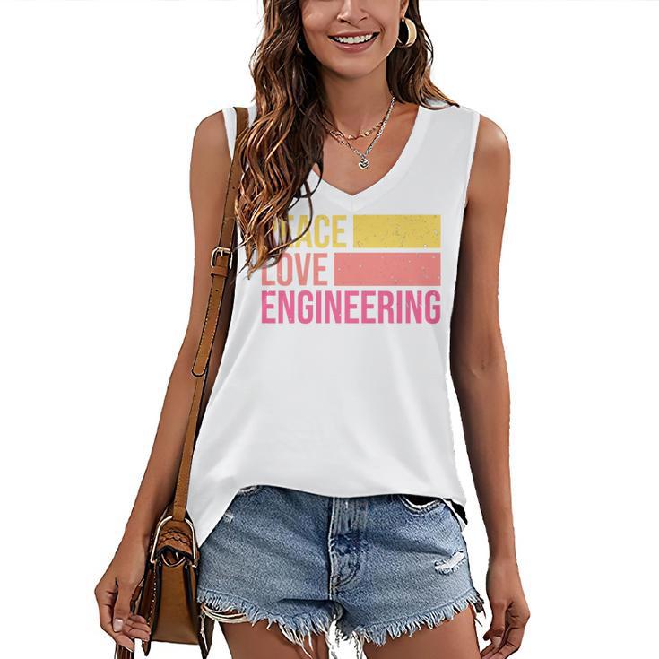 Peace Love Engineering Engineer School Graduation Retro Women's V-Neck Tank Top