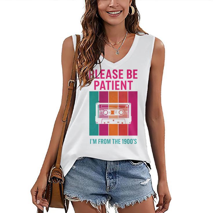 Please Be Patient I'm From The 1900s Retro Cassette Tape Premium Tri-Blend Women's V-Neck Tank Top