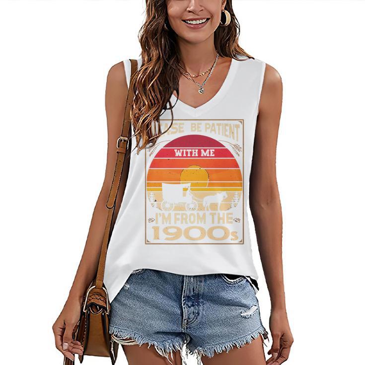 Please Be Patient I'm From The 1900s Sunset Vintage Wagon Premium Women's V-Neck Tank Top