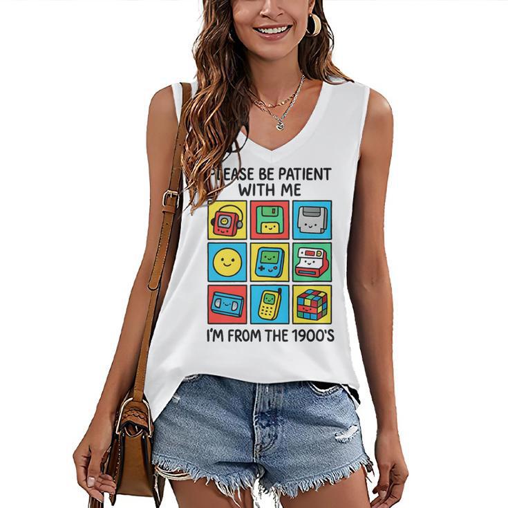 Please Be Patient With Me I'm From The 1900s Vintage 90s Premium Tri-Blend Women's V-Neck Tank Top