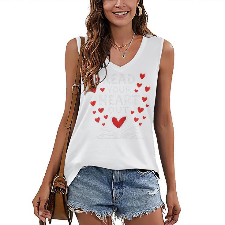 Read Your Heart Out Valentine Book Lover Reading Teacher Women's V-Neck Tank Top