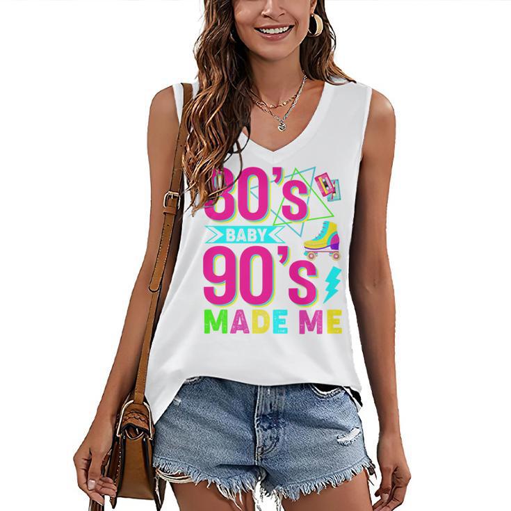 Retro 1980s 80's Baby 1990s 90's Made Me Nostalgia Vibes Premium Tri-Blend Women's V-Neck Tank Top