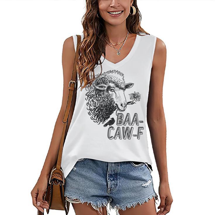 Sheep Baa Crow Caw Back Off Pun Tee For Introverts & Teens Women's V-Neck Tank Top