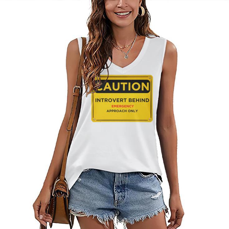 A Simple Yellow Warning Sign For Introvert Women's V-Neck Tank Top