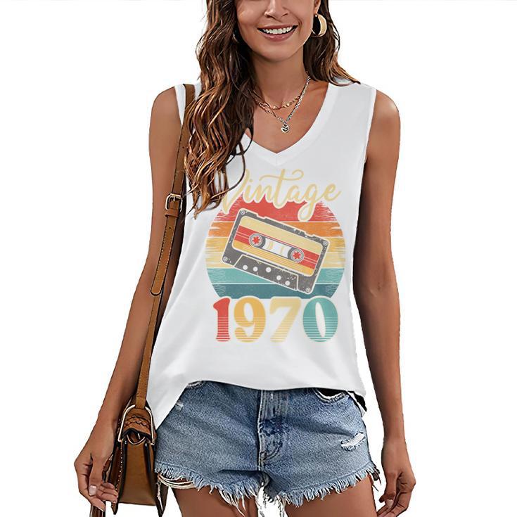 Vintage 1970 Retro Cassette Tape 70s Born Nostalgia Birthday Women's V-Neck Tank Top