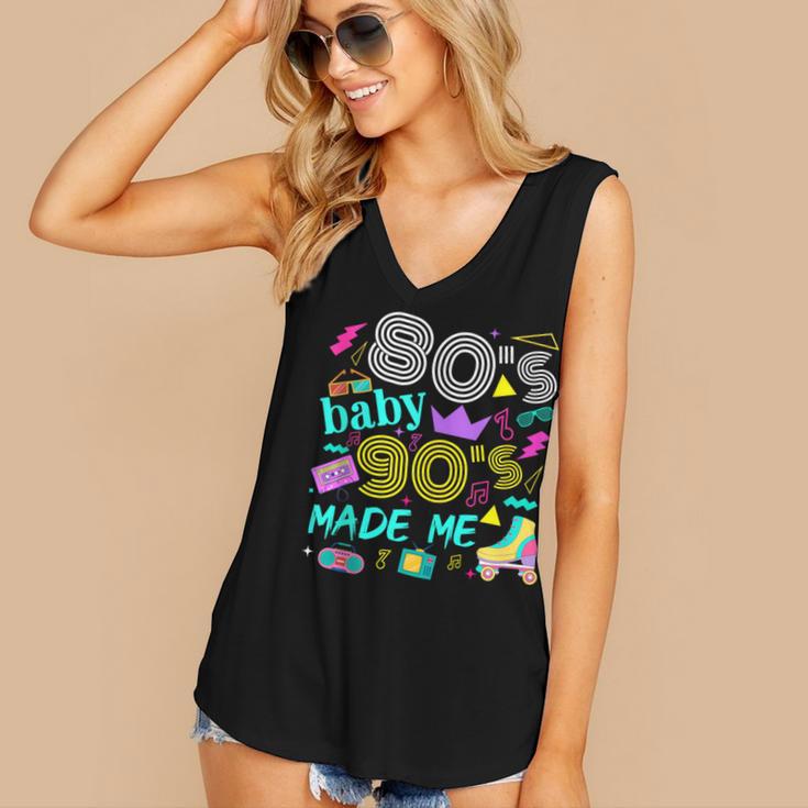 1980s 80's Baby 1990s 90's Made Me Birthday Nostalgia Vibes Women's V-Neck Tank Top
