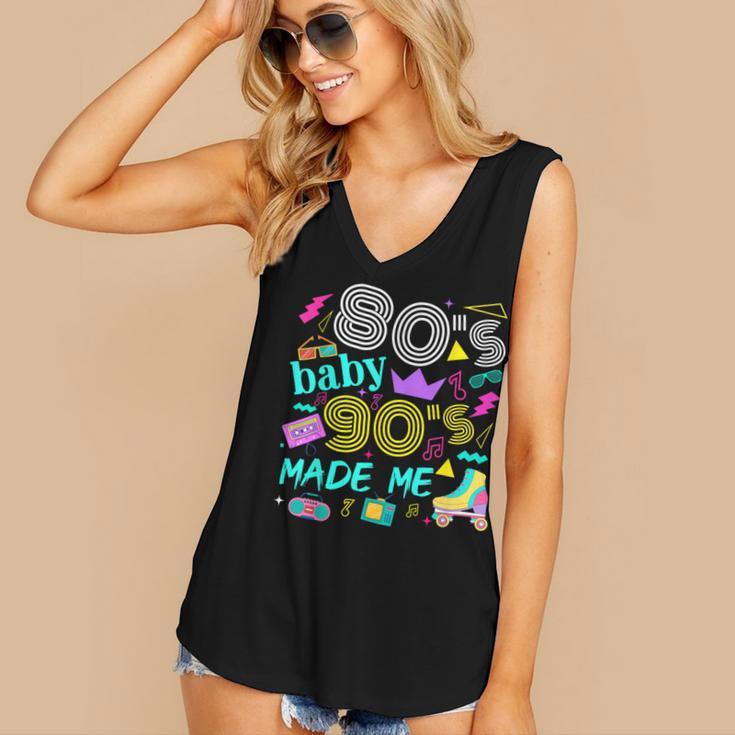 1980s 80's Baby 1990s 90's Made Me Birthday Nostalgia Vibes Women's V-Neck Tank Top