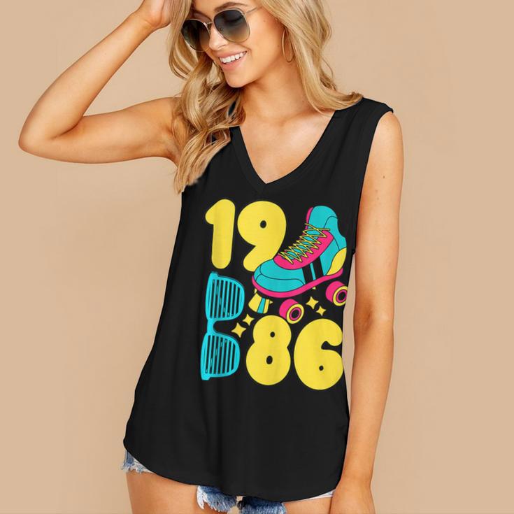 1986 Retro Raised In The 80s Old School Nostalgia Vibes Women's V-Neck Tank Top 1986 Retro Raised In The 80s Old School Nostalgia Vibes Women's V-Neck Tank Top