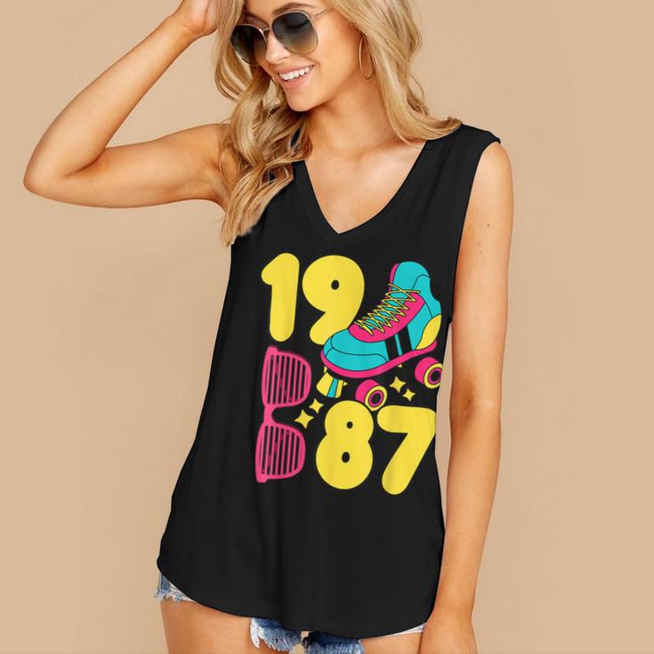 1987 Retro Raised In The 80s Old School Nostalgia Vibes Women's V-Neck Tank Top 1987 Retro Raised In The 80s Old School Nostalgia Vibes Women's V-Neck Tank Top