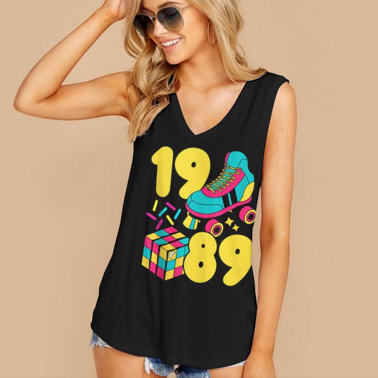 1989 Retro Raised In The 80s Old School Nostalgia Vibes Women's V-Neck Tank Top