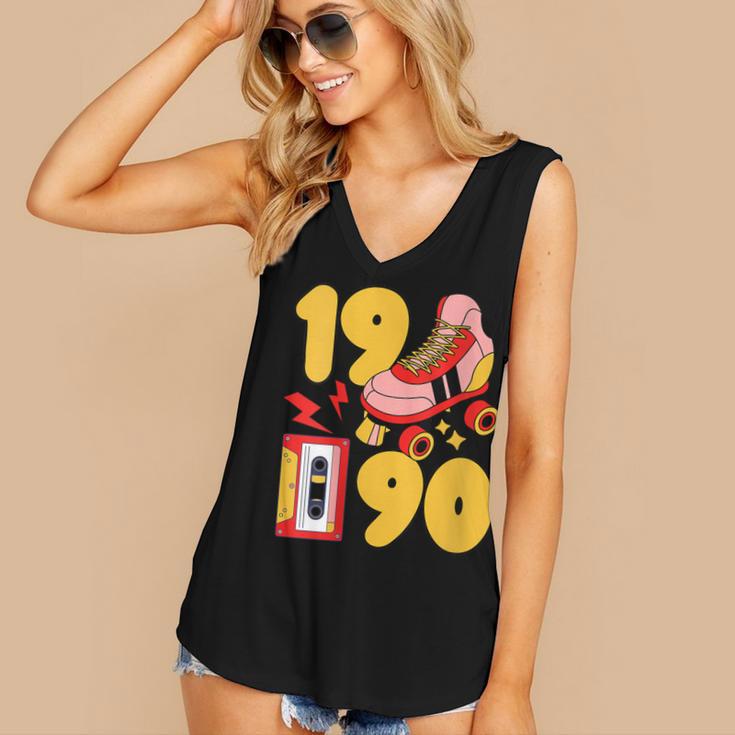1990 Retro Raised On 90s Music Old School Nostalgia Punk Women's V-Neck Tank Top
