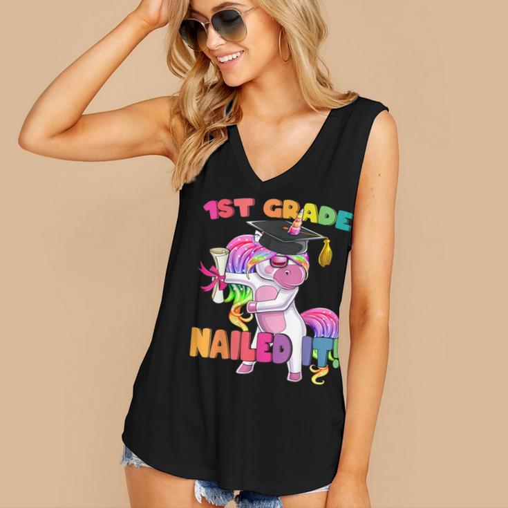 1st Grade Nailed It Flossing Unicorn Graduation Shirt Women's V-Neck Tank Top