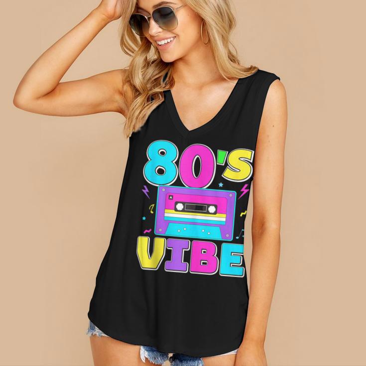 80's Vibe Retro Style Cassette Tape Nostalgia 1980s Party Women's V-Neck Tank Top