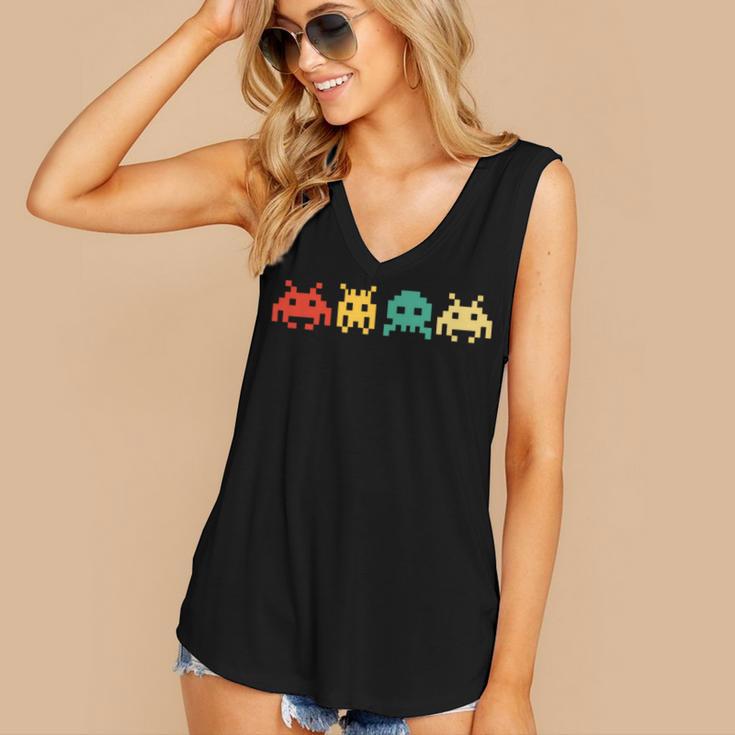 80s Video Game Vintage Nostalgia Retro Arcade Novelty Women's V-Neck Tank Top
