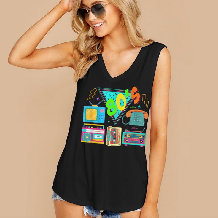 80's Vintage Cassette Tape Nostalgia Mixtape Era 1980s Retro Women's V-Neck Tank Top