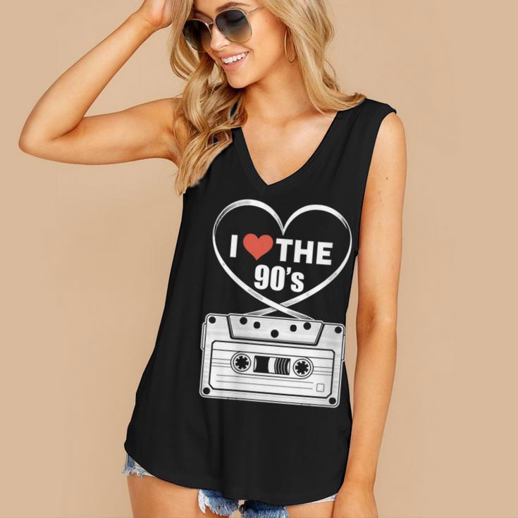 90s Nostalgia Cassette Heart Retro I Love The 90s Women's V-Neck Tank Top