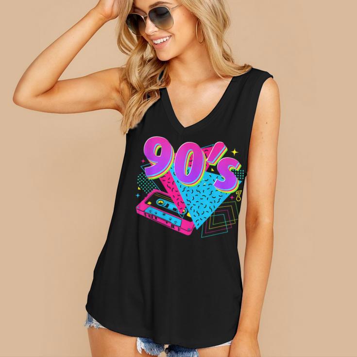 90's Vibe Retro Style Cassette Tape Nostalgia 1990s Party Women's V-Neck Tank Top 90's Vibe Retro Style Cassette Tape Nostalgia 1990s Party Women's V-Neck Tank Top