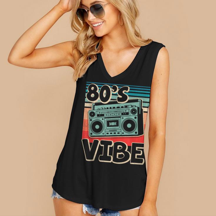 90's Vibe Vintage Style Cassette Tape Nostalgia 1990s Party Women's V-Neck Tank Top 90's Vibe Vintage Style Cassette Tape Nostalgia 1990s Party Women's V-Neck Tank Top