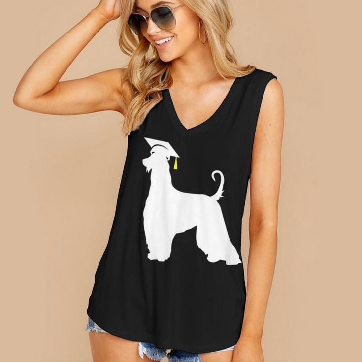 Afghan Hound Graduation Dog Graduate Men Women Kids Women's V-Neck Tank Top