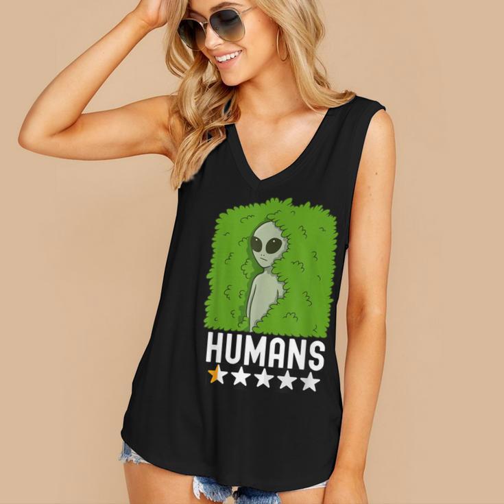 Alien Avoids Humans Sarcastic Introvert Humor Women's V-Neck Tank Top
