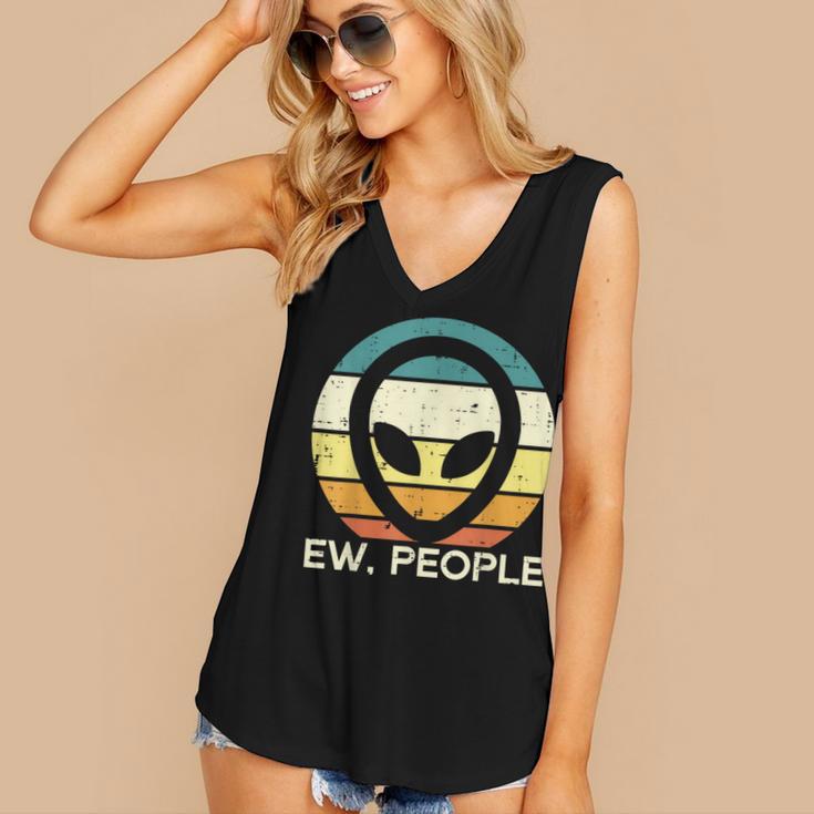 Alien Face Ew People Ufo Introvert Men Women Kids Teen Women's V-Neck Tank Top