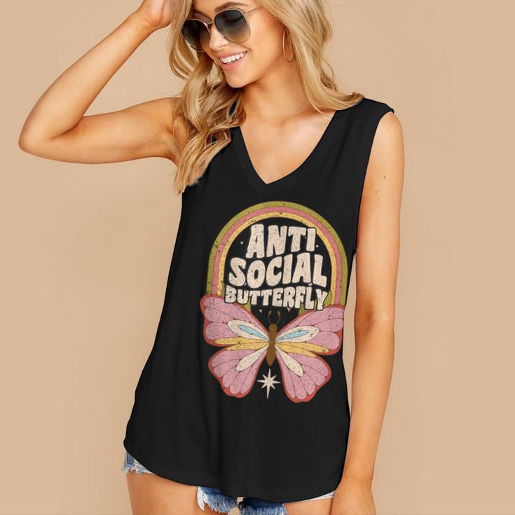 Anti-Social Introvert Butterfly Lover Women's V-Neck Tank Top Anti-Social Introvert Butterfly Lover Women's V-Neck Tank Top