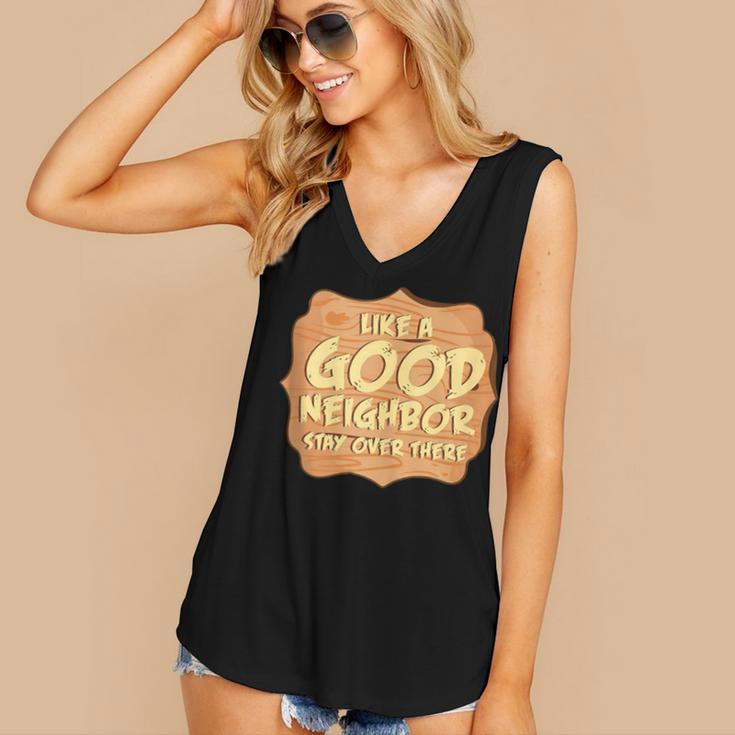 Antisocial Like A Good Neighbor Stay Over There Introvert Women's V-Neck Tank Top