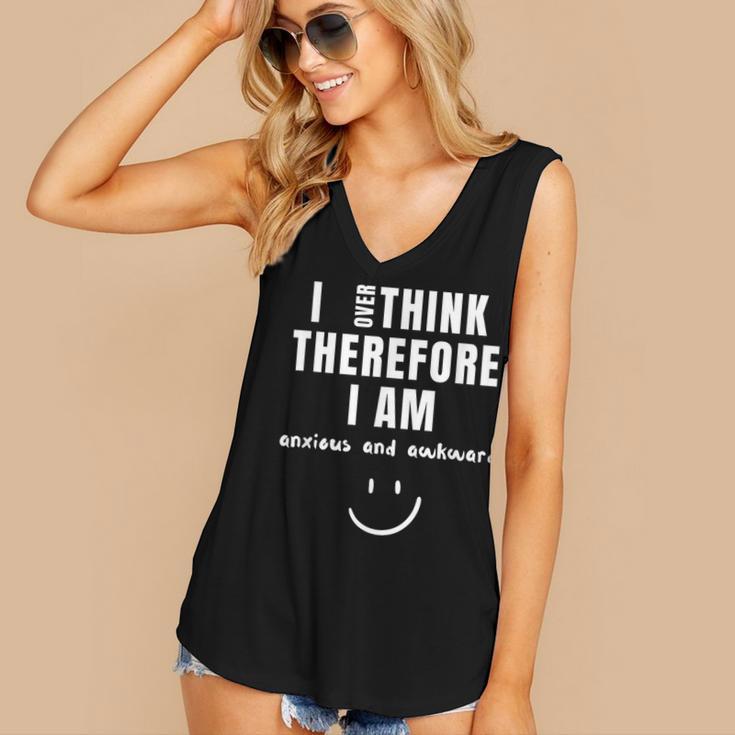 Anxiety Awareness Mental Health Top For Introvert Women's V-Neck Tank Top Anxiety Awareness Mental Health Top For Introvert Women's V-Neck Tank Top