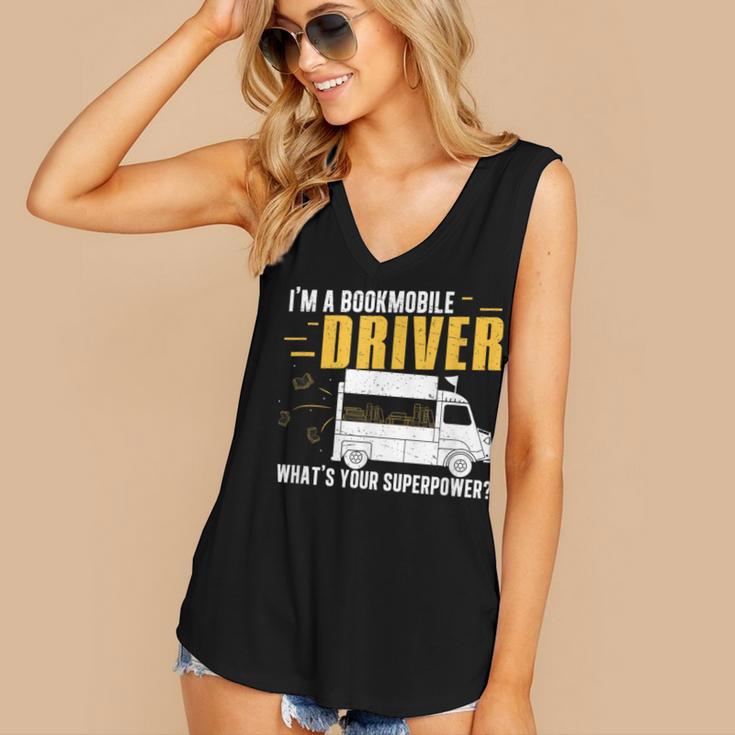 Awesome Bookmobile Driver What's Your Superpower Book Wagon Women's V-Neck Tank Top Awesome Bookmobile Driver What's Your Superpower Book Wagon Women's V-Neck Tank Top