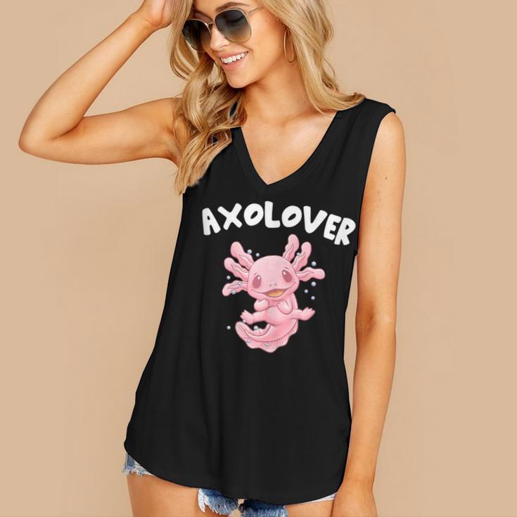 Axolovert Axolotl Humor Salamander Introvert Women's V-Neck Tank Top