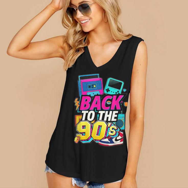 Back To The 90s Nostalgia Cassette Game Console Boombox Women's V-Neck Tank Top Back To The 90s Nostalgia Cassette Game Console Boombox Women's V-Neck Tank Top
