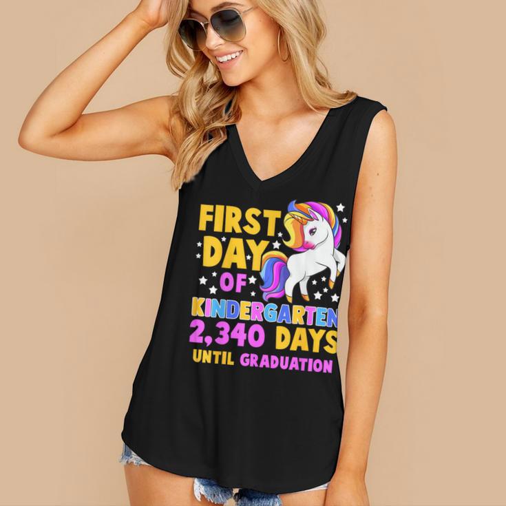 Back To School First Day Of Kindergarten Graduation Unicorn Women's V-Neck Tank Top