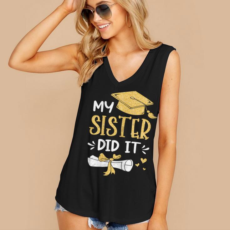 Back To School My Sister Did It Graduation Proud Sister Graduated Female X-Small Women's V-Neck Tank Top
