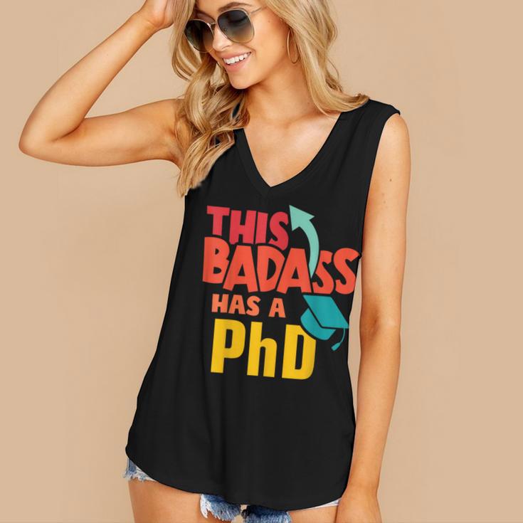 This Badass Has a PhD Doctor Graduation Women's V-Neck Tank Top
