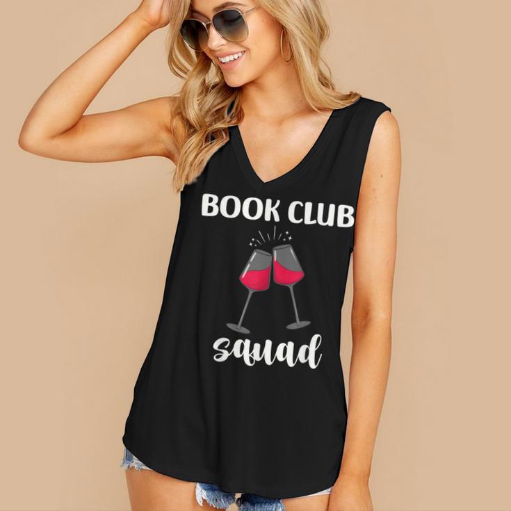 Book Club Squad Reading Bookworm Wine Lover Humor Women's V-Neck Tank Top