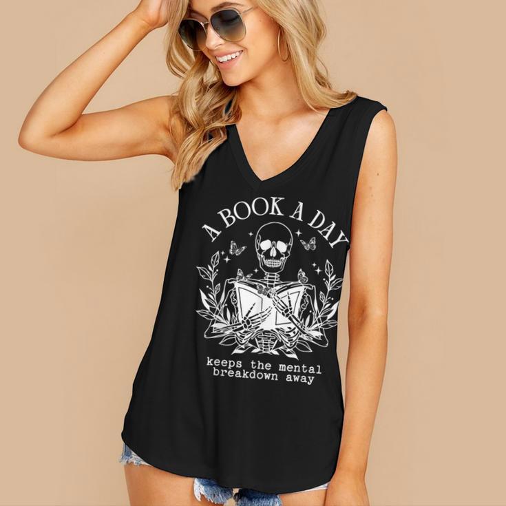 A Book A Day Keep The Mental Breakdown Away Women's V-Neck Tank Top A Book A Day Keep The Mental Breakdown Away Women's V-Neck Tank Top