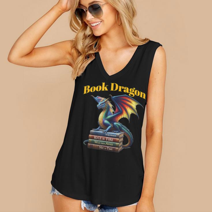Book Dragon Mark Minson's Books Women's V-Neck Tank Top Book Dragon Mark Minson's Books Women's V-Neck Tank Top