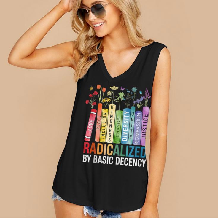 Book Flower Radicalized By Basic Decency Feminist Lgbt Women's V-Neck Tank Top Book Flower Radicalized By Basic Decency Feminist Lgbt Women's V-Neck Tank Top