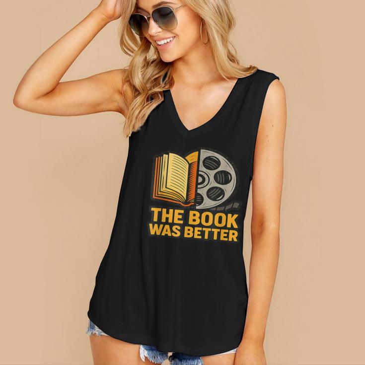 Book Love Scene The Book Was Better Bookworm Vibes Women's V-Neck Tank Top