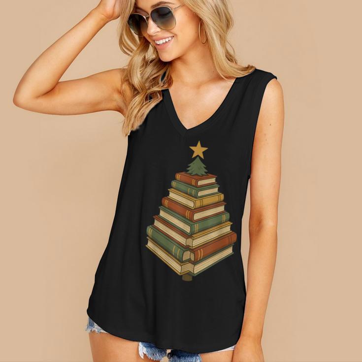 Book Lover Christmas Graphic For Librarians Women's V-Neck Tank Top Book Lover Christmas Graphic For Librarians Women's V-Neck Tank Top